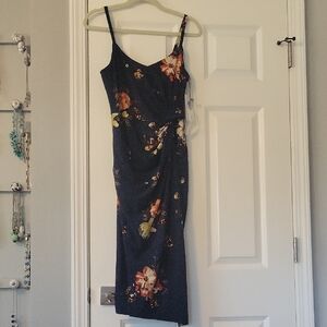 Nine Britton Dark Blue Floral Midi Dress